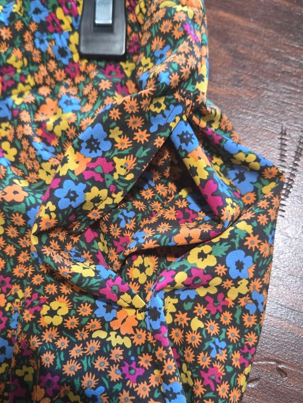 Floral Print Wide-Leg Womens Pants in Multicolor In Size Large - Picture 7 of 8